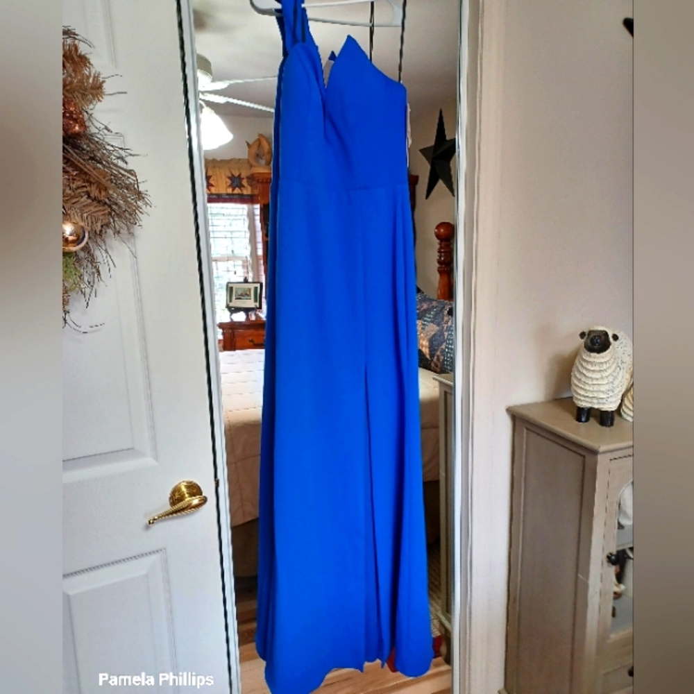 Aqua Blue Asymmetrical Backless Gown Bloomingdales